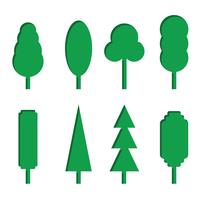 Vector set of green paper tree icons