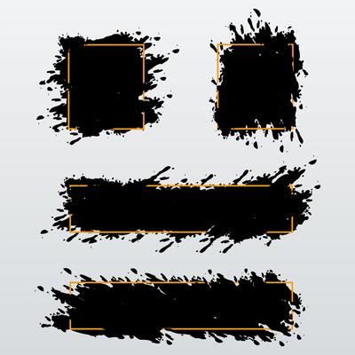 Vector set of trendy banners,headers of ink brush strokes