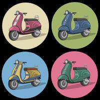 Conjunto de iconos de colores retro scooter vector