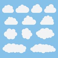 Collection of white cloud icons, signs,weather symbols flat style vector