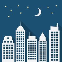 Paper urban night landscape with long shadows vector