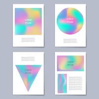 Vector set template with holographic shapes backgrounds
