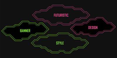 Vector set of geometric linear neon banners,frames