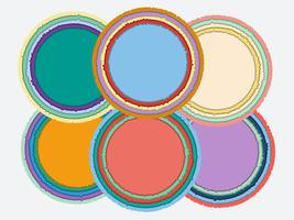 Set of colorful round torn paper frames with shadows vector