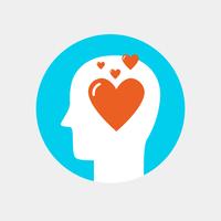 Human head with heart icon ,love concept flat style vector
