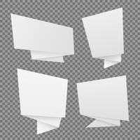 Vector set of white paper origami speech bubbles