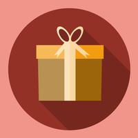 Gift Box Present icon  flat design with long shadow vector