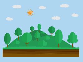 Paisaje natural en el estilo plano simple con bosque. vector