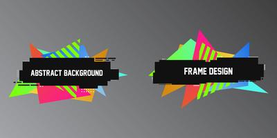 Glitch effect style, two geometric banners,frames with bright triangle shapes vector