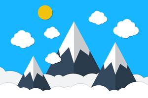 Blue mountains and sky clouds background vector