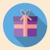 Gift Box icon  flat design with long shadow