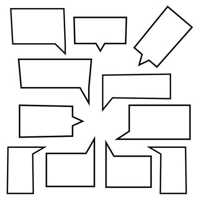 Set of Speech bubbles linear icons  in shape rectangle