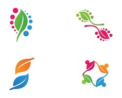 Logotipos de vector de elemento de naturaleza de hoja verde ecología