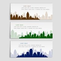 Conjunto de banners vector con siluetas de la ciudad, estilo plano