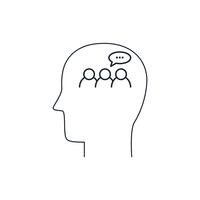 Human mind icon ,discussion concept, flat design ,thin line style vector