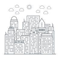 Modern Cityscape in Line art style vector