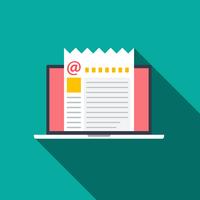 Icono de estilo plano del concepto Email Marketing con larga sombra. vector