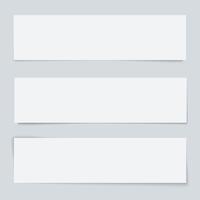 Set of blank white paper banners with different shadows vector