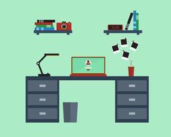 Vector illustration of modern working place in flat design