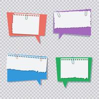 Colored speech bubble with white torn paper pieces vector