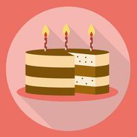 Birthday cake icon flat style with long shadow vector