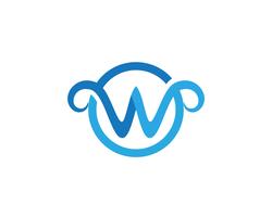 W Letter Water wave Logo Template vector illustration