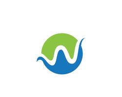 Ilustración de vector de plantilla de logotipo de onda de agua letra W