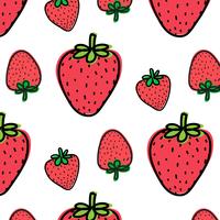 Strawberry Fruit Pattern Background. Vector Illustration.