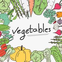 Hand Drawn Vegetables Doodles Background. vector