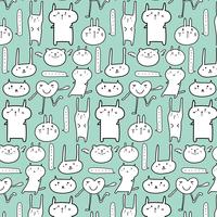 Cute Animal Pattern Background. Vector Illustration.