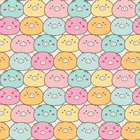 Cute Pig Vector Pattern Background. Handmade Vector Illustration.