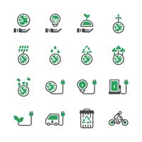 Conjunto de iconos de ecología. Ilustración de vector