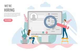 Hiring and recruitment concept with character.Creative flat design for web banner
