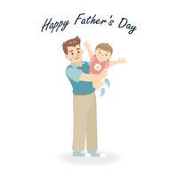 Cartoon character of father and daughter in a moment of happy time. Concept for father's day or child with parent and family.Vector illustration isolated on white background.