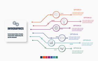 Basic RGBTechnology and business infographic template with 6 options , process or steps. Modern layout graphic elements design. Vector illustration.