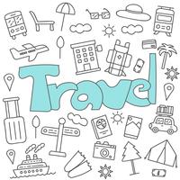 Hand drawn doodle of travel set vector