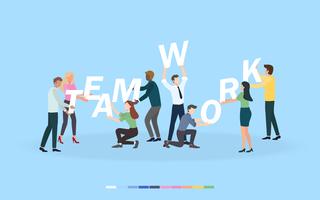Creative brainstorming business teamwork and business strategy concept for team building ,co-working and collaboration. Flat design characters for web banner, marketing material and presentation. vector