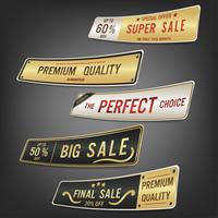 Set of sale labels and banner. Luxury golden design. vector