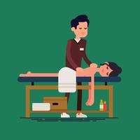 Massage therapist and client vector