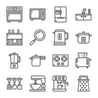 Conjunto de iconos de utensilios de cocina. Ilustración de vector