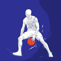 white silhouette basketball player splash vector