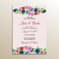 cute floral wedding invitation frame vector
