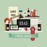 Freelancer workplace scene vector
