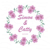 cute floral wreath with texture background vector