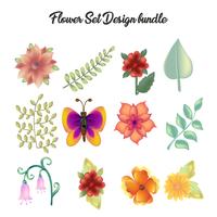 colección de elementos florales conjunto de iconos vector