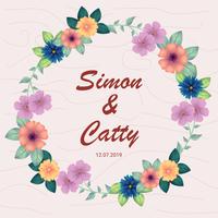 cute floral wreath with texture background vector