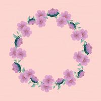 cute floral wreath with texture background vector