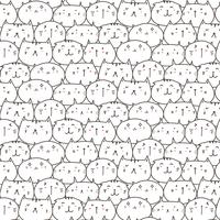 Cute Cats Vector Pattern Background. Fun Doodle. Handmade Vector Illustration.