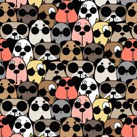 Hand Drawn Cool Dogs Pattern Background. Vector Illustration.