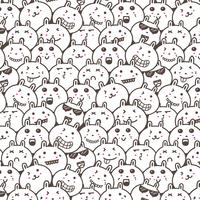 Bunny Doodle Art Pattern Background. Vector Illustration.